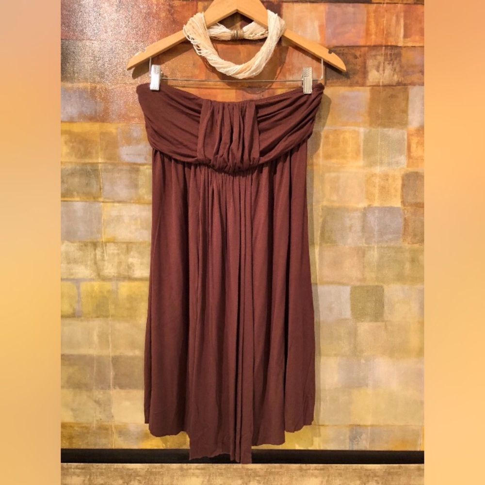 VENTTI Brown Strapless Bandeau Style Sundress NWT